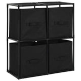 Vidaxl opbergkast met 4 stoffen manden 63x30x71 cm staal zwart
