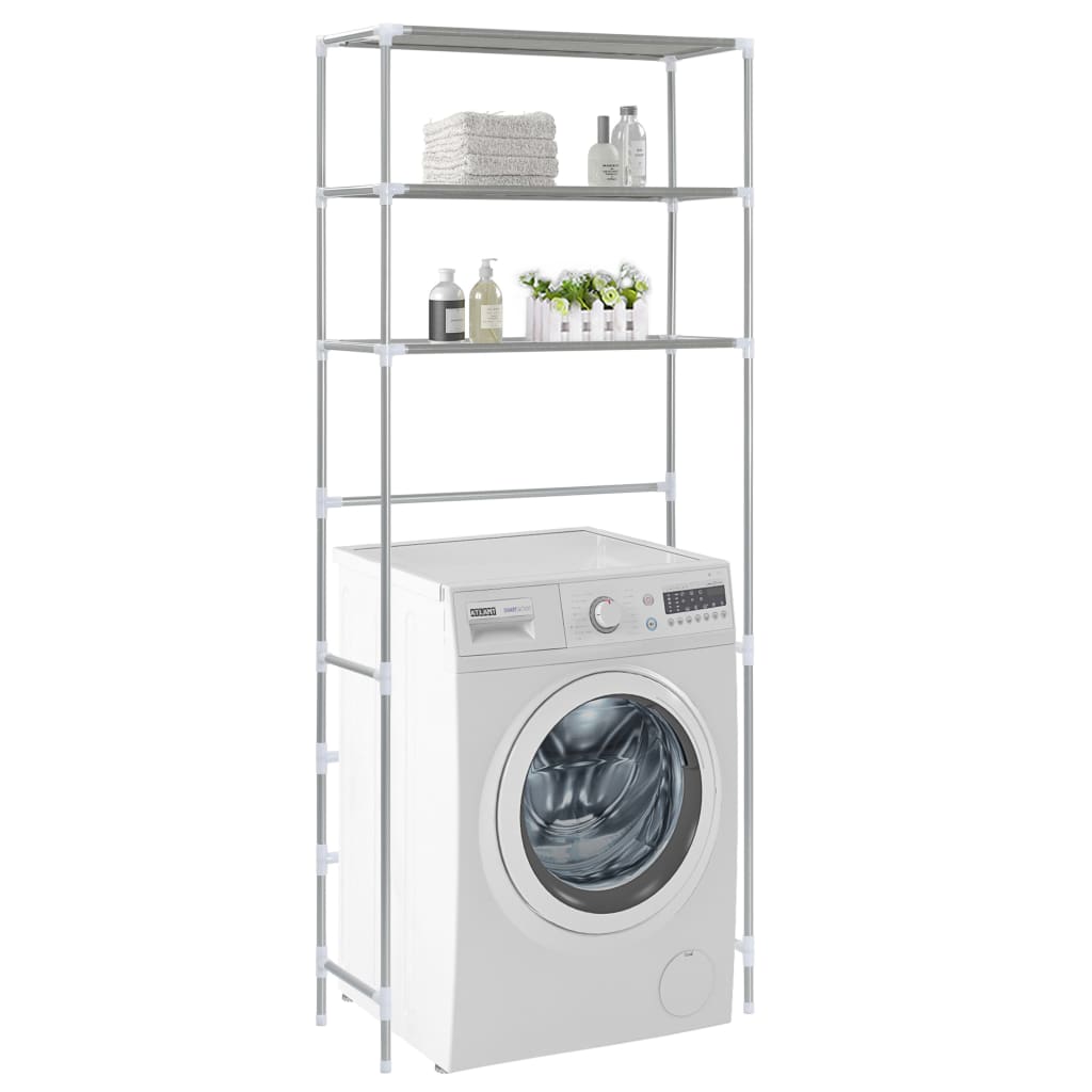 Vidaxl Storage Rack for Boven Washing Machine 3-Layer 69x28x169 cm sølv