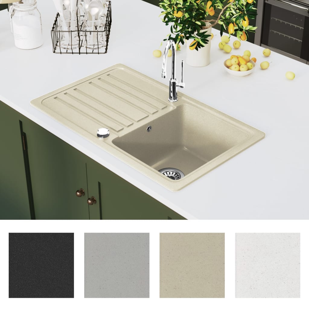 VidaXL sink single bowl of granite beige