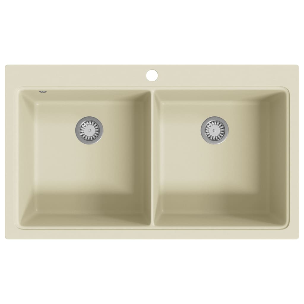 Vidaxl Sink Double Bins Granite Beige