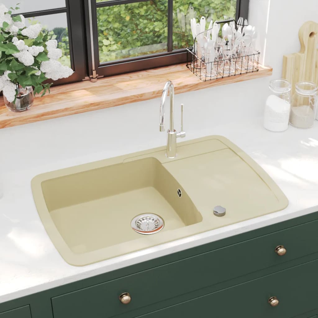 Vidaxl Sink Single Bowl of Granite Beige