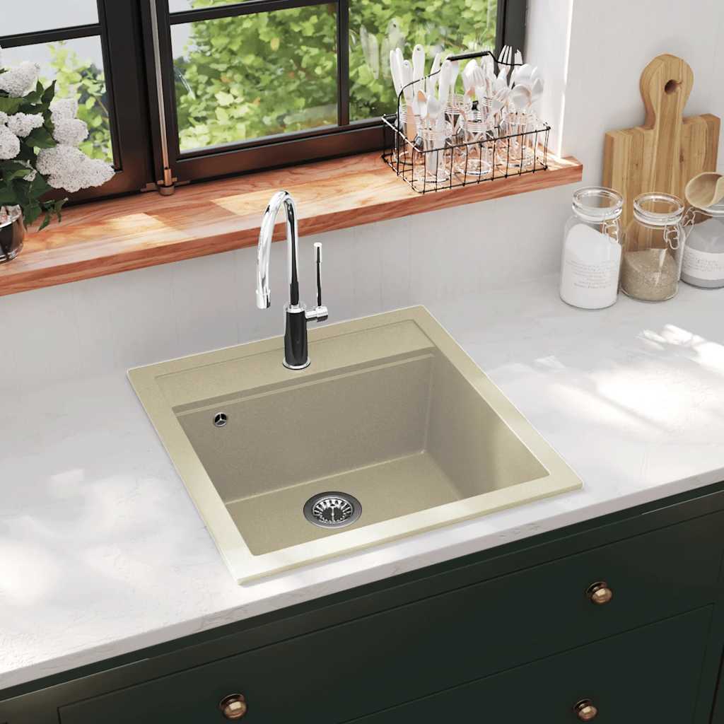 VidaXL sink single bowl of granite beige