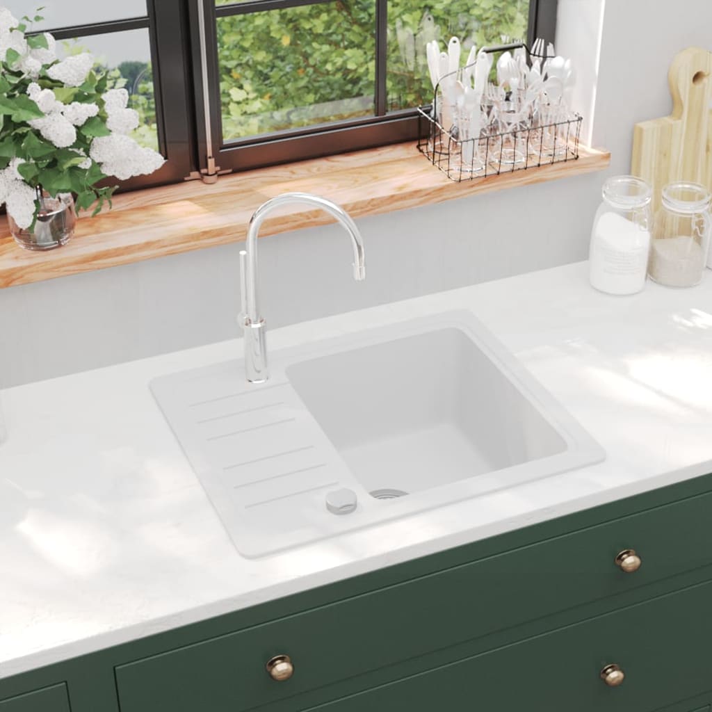 Vidaxl Sink Single Bowl of Granite White