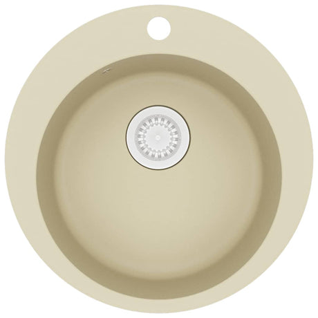 Vidaxl gootsteen enkele bak rond graniet beige