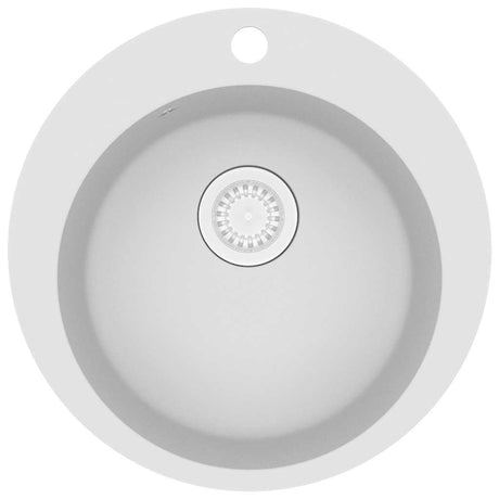 Vidaxl gootsteen enkele bak rond graniet wit