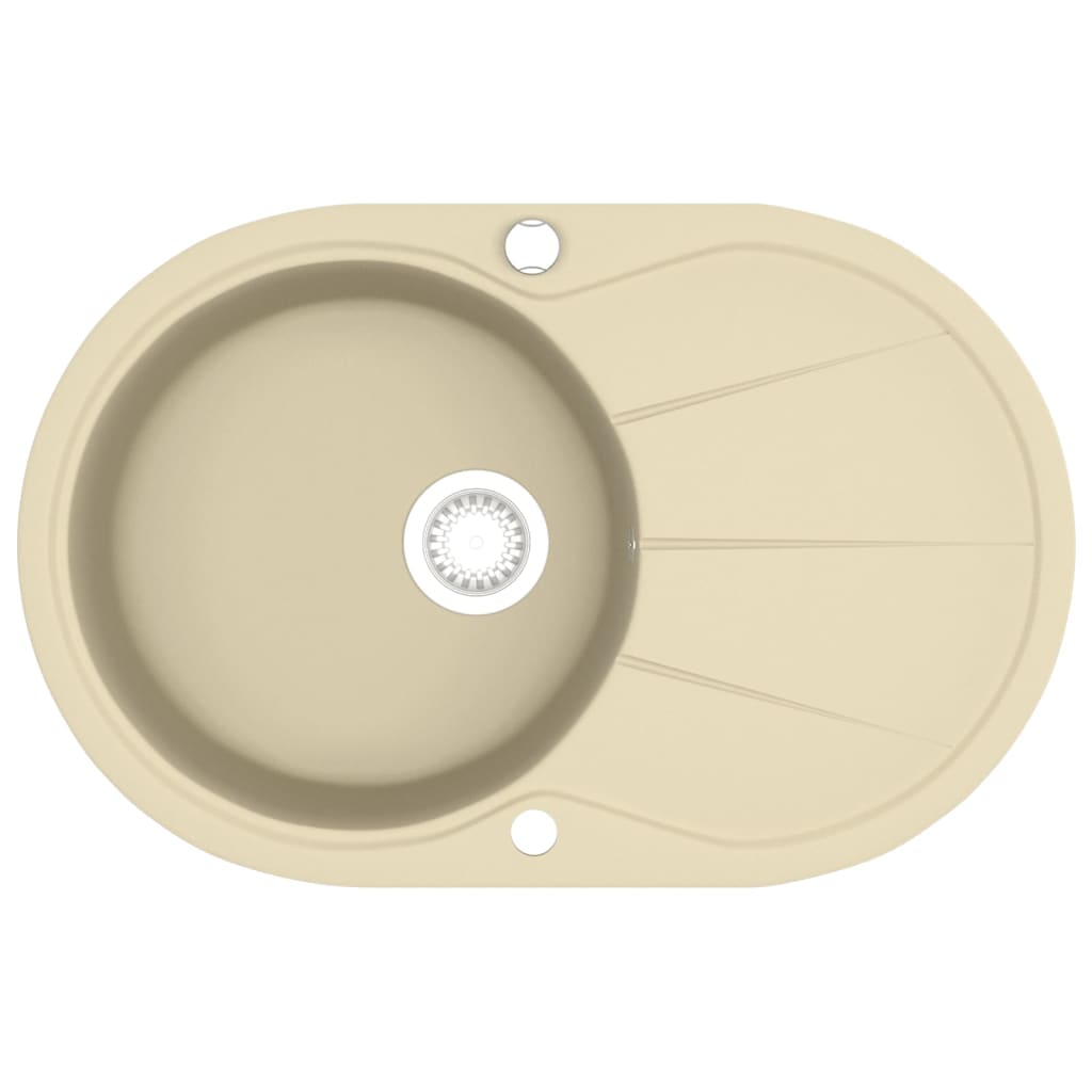 Vidaxl sink single bowl of oval granite beige