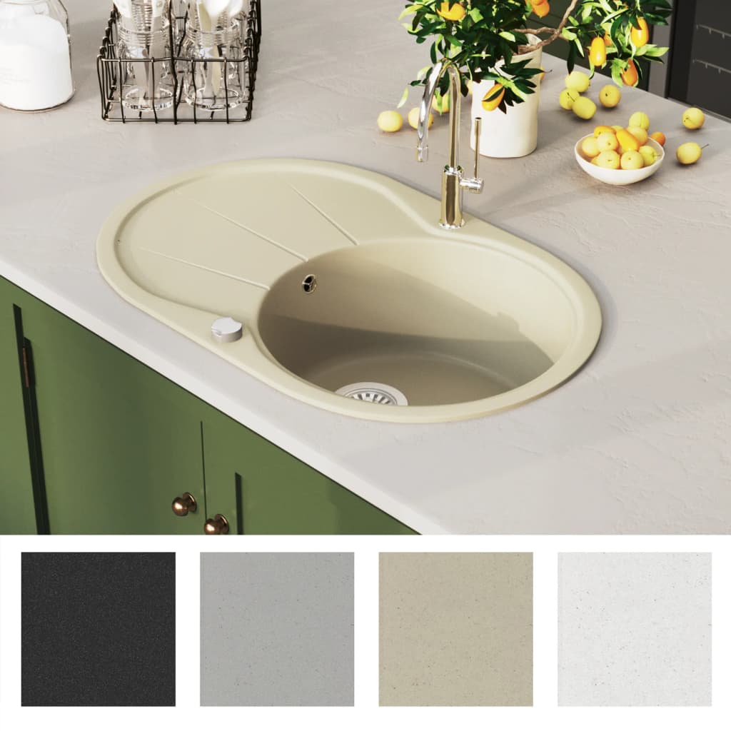 Vidaxl sink single bowl of oval granite beige