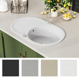 Vidaxl Sink Single Bowl of Oval Granite White