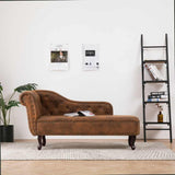 Vidaxl chaise longue kunstsuède bruin