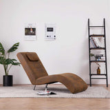 Vidaxl chaise longue met kussen kunstsuède bruin