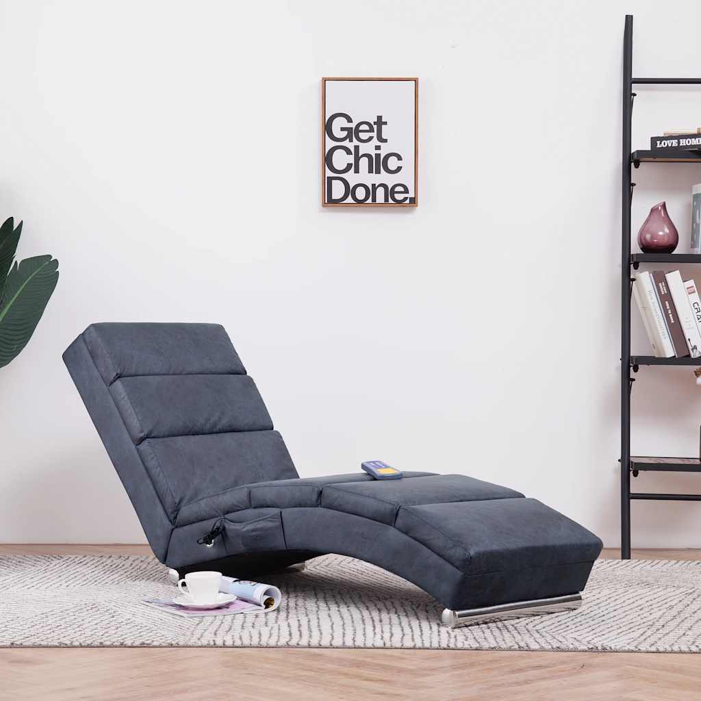 Vidaxl massage chaise longue kunstsuède grijs