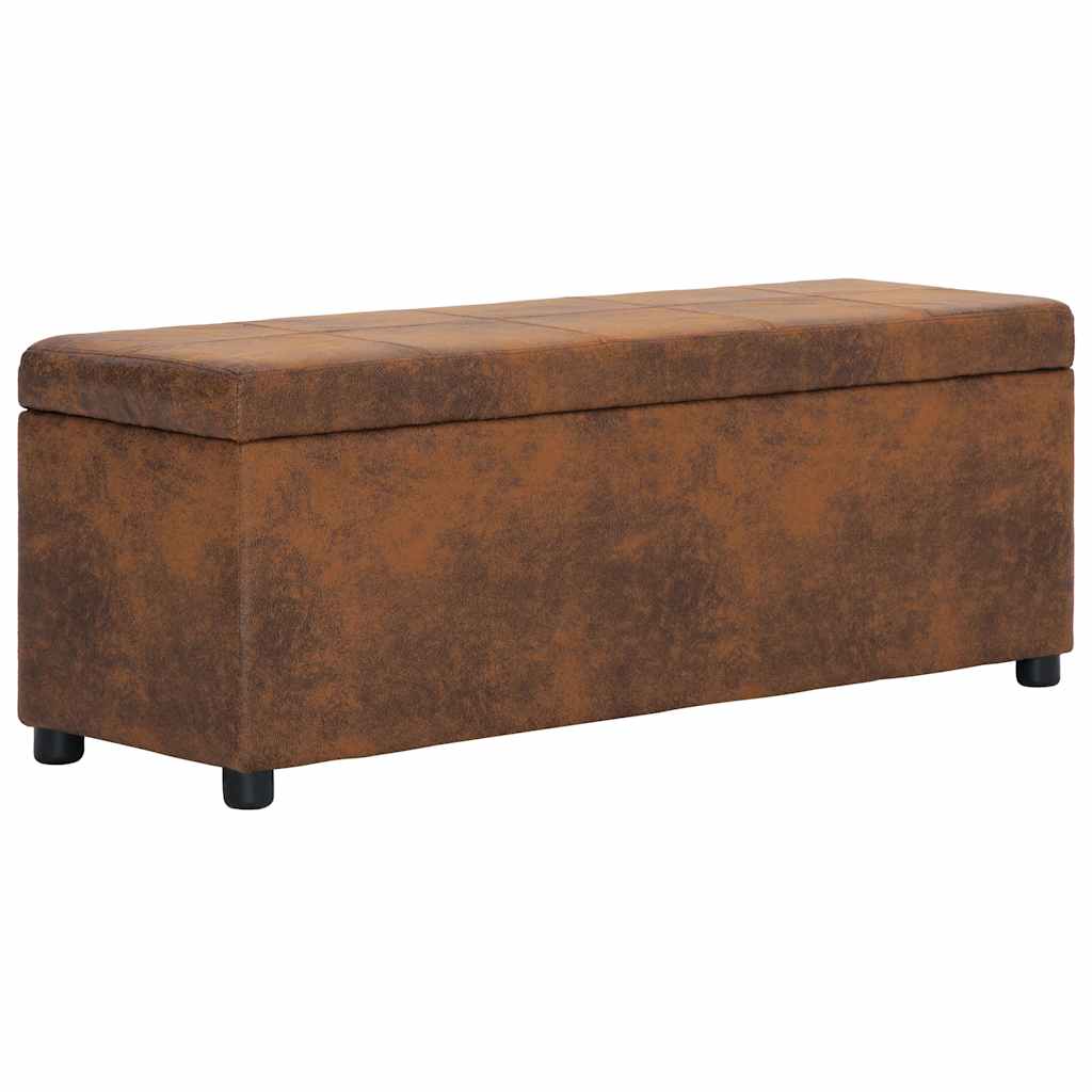 Vidaxl bankje met opbergvak 116 cm kunstsuède bruin