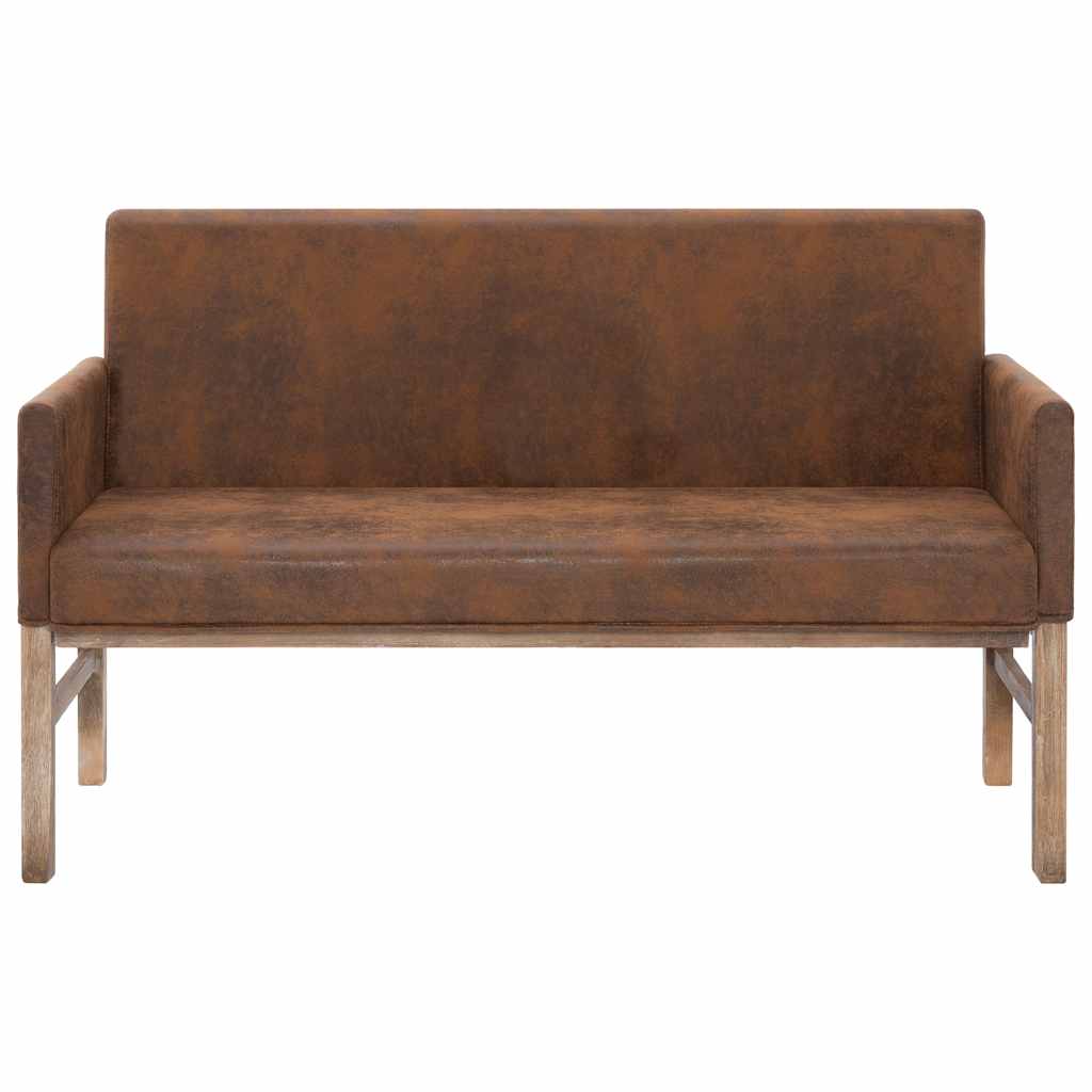 Vidaxl bankje met armleuning 140 cm kunstsuède bruin