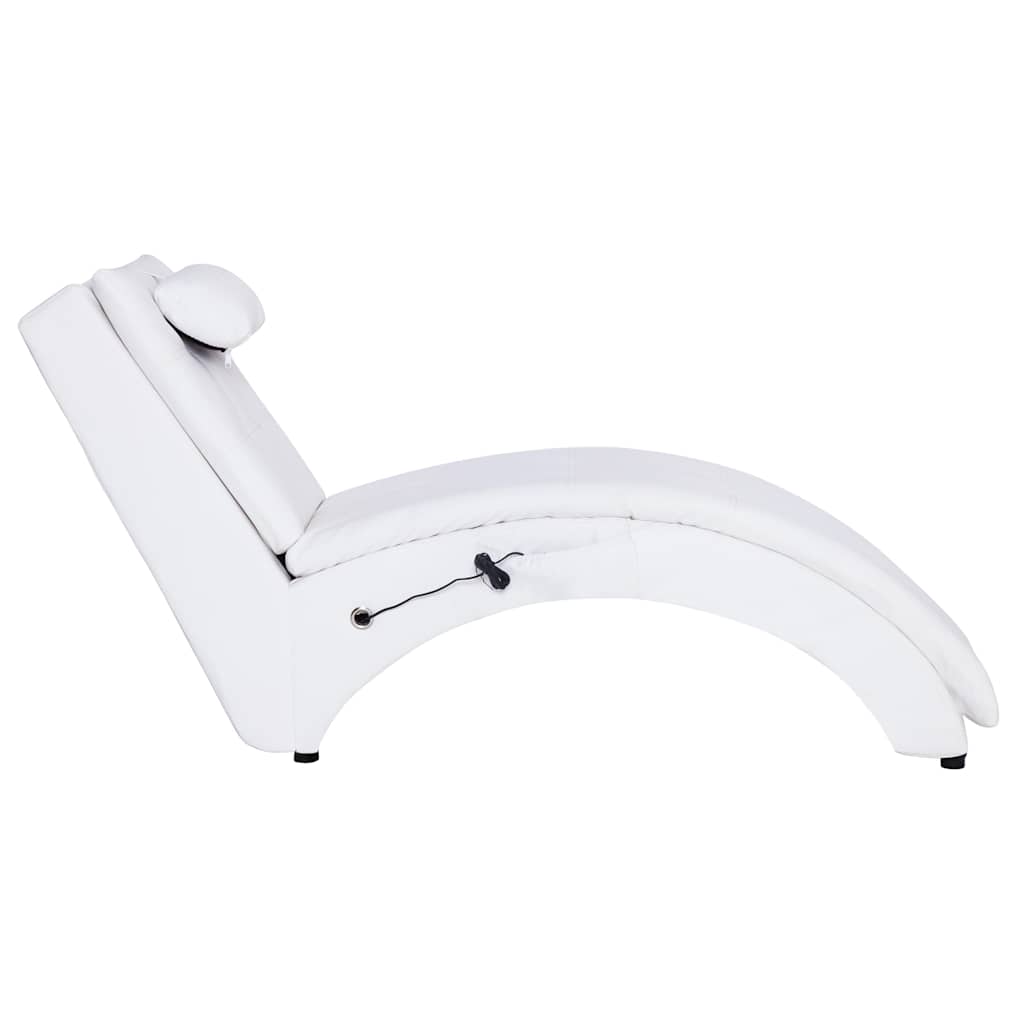 Vidaxl massage chaise longue met kussen kunstleer wit