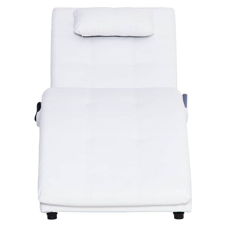 Vidaxl massage chaise longue met kussen kunstleer wit