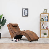 Vidaxl massage chaise longue met kussen kunstsuède bruin