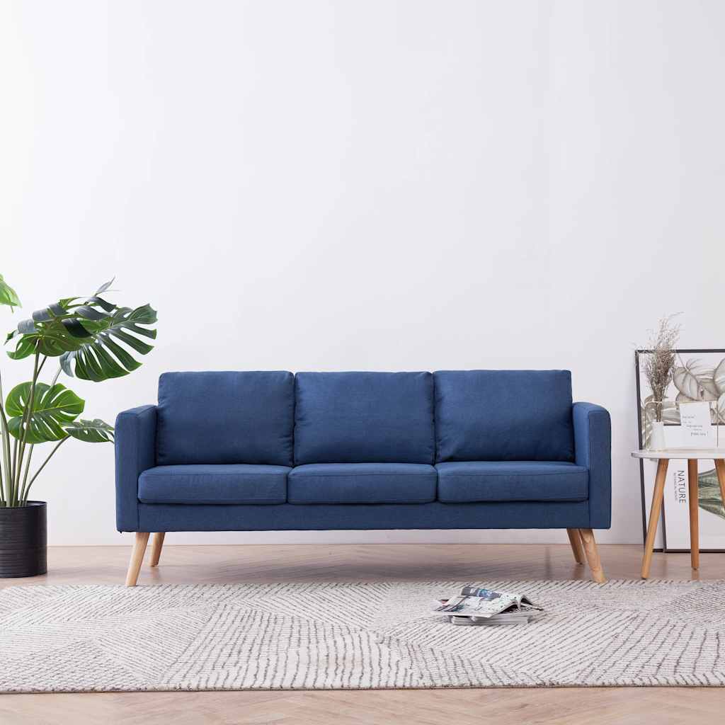 Vidaxl driezitsbank stof blauw
