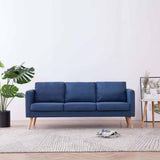 Vidaxl driezitsbank stof blauw