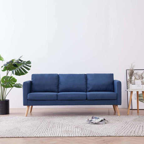 Vidaxl driezitsbank stof blauw