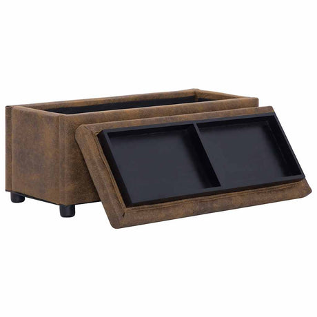 Vidaxl opberghocker 87,5 cm kunstsuède bruin