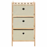 Vidaxl opbergrekken met 3 stoffen manden 2 st cederhout beige