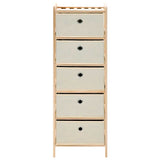 Vidaxl opbergrekken met 5 stoffen manden 2 st cederhout beige