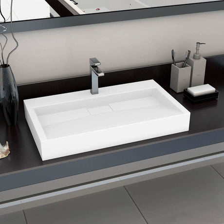 Vidaxl wastafel 80x46x11 cm mineraal gegoten marmer gegoten wit