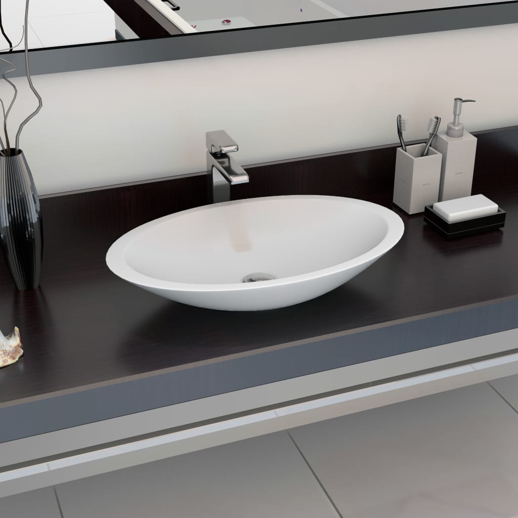 Vidaxl Washbasin 59.3x35.1x10,7 cm mineralni listi marmorni listi beli