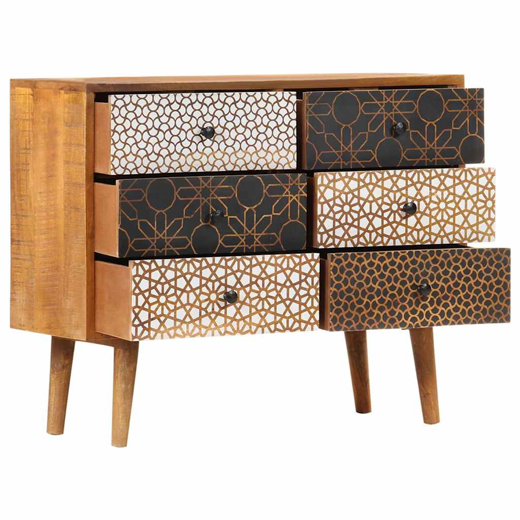 Vidaxl dressoir met geprint patroon 90x30x70 cm massief mangohout