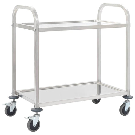 Vidaxl keukentrolley 2-laags 96,5x55x90 cm roestvrij staal