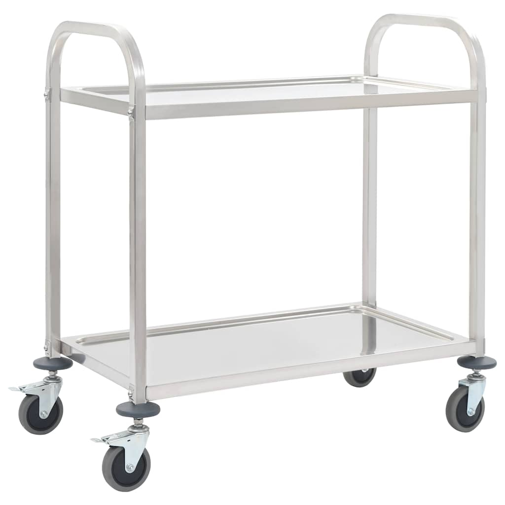 Vidaxl keukentrolley 2-laags 95x45x83,5 cm roestvrij staal