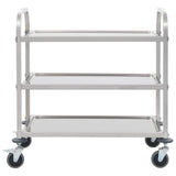 Vidaxl keukentrolley 3-laags 96,5x55x90 cm roestvrij staal