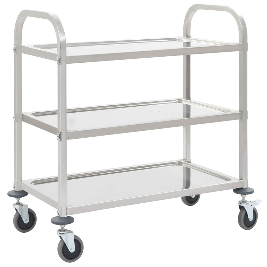 Vidaxl keukentrolley 3-laags 95x45x83,5 cm roestvrij staal