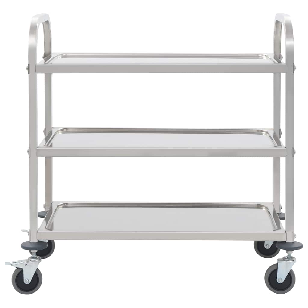 Vidaxl keukentrolley 3-laags 95x45x83,5 cm roestvrij staal