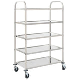 Vidaxl keukentrolley 5-laags 107x55x147 cm roestvrij staal