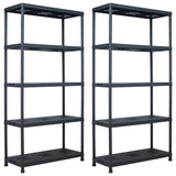 Racks de almacenamiento Vidaxl 2 PCS 260 kg 90x40x180 cm de plástico negro