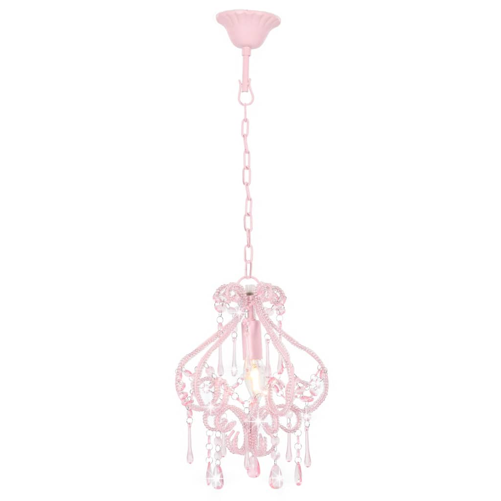 Vidaxl ceiling lamp with beads around E14 pink