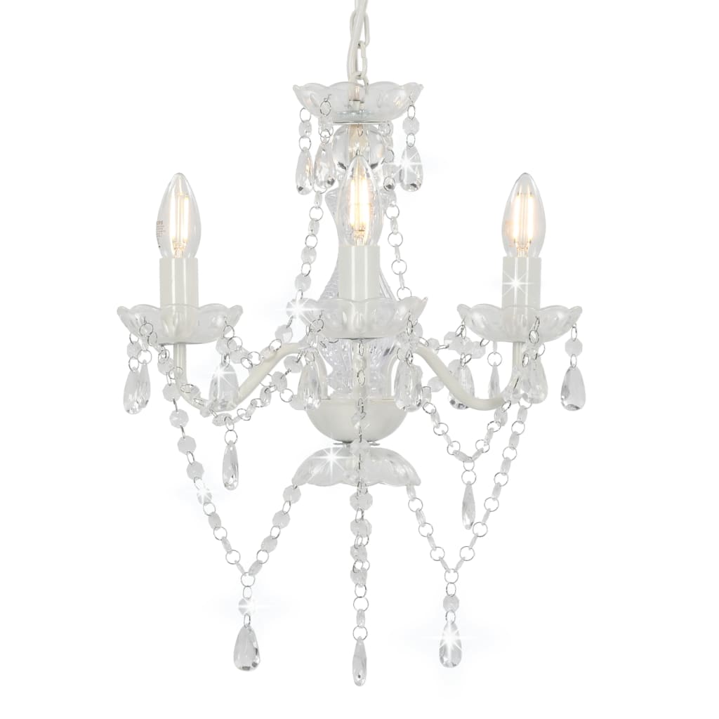 Vidaxl Chandelier with beads around 3xe14 white