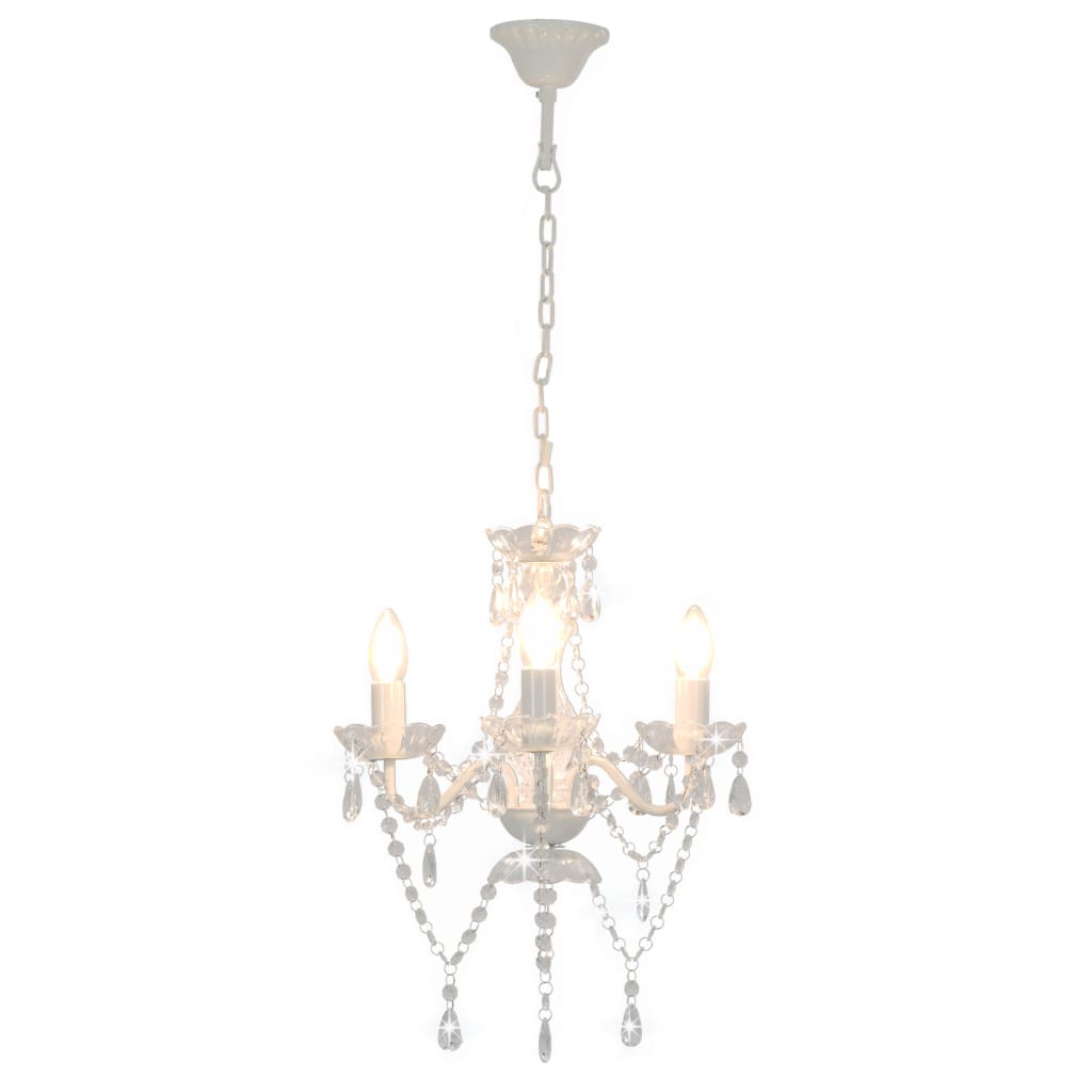 Vidaxl Chandelier with beads around 3xe14 white