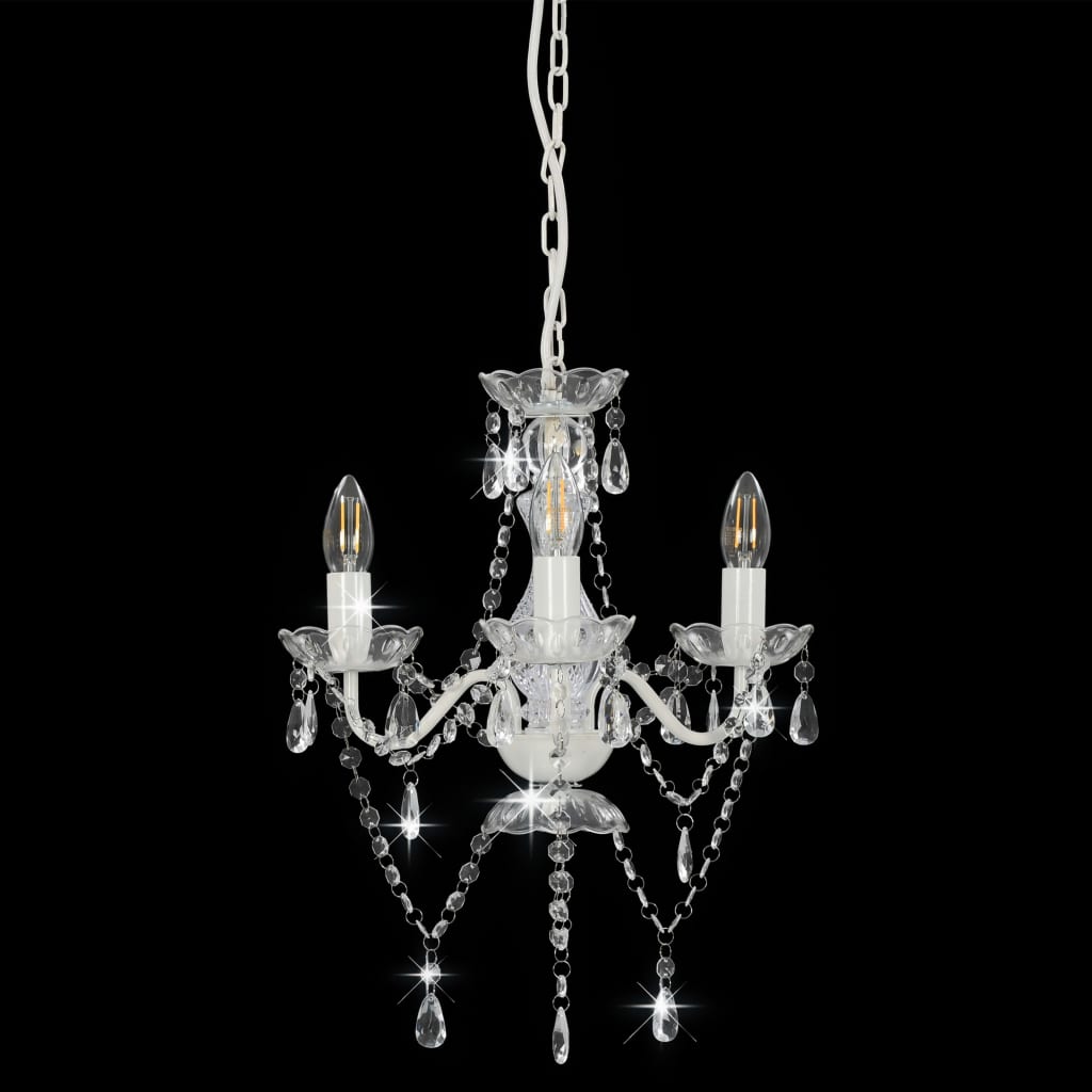 Vidaxl Chandelier with beads around 3xe14 white