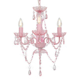 Vidaxl kroonluchter met kralen rond 3xe14 roze