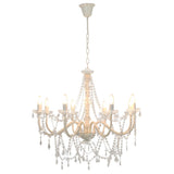 Vidaxl Chandelier with Beads 8xe14 White