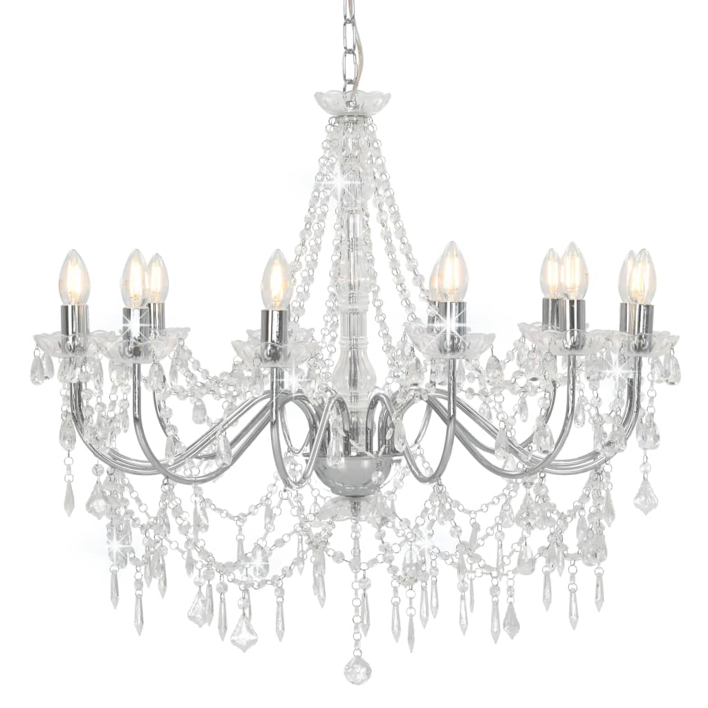 Chandelier Vidaxl avec perles 12xe14 Couleurs en argent