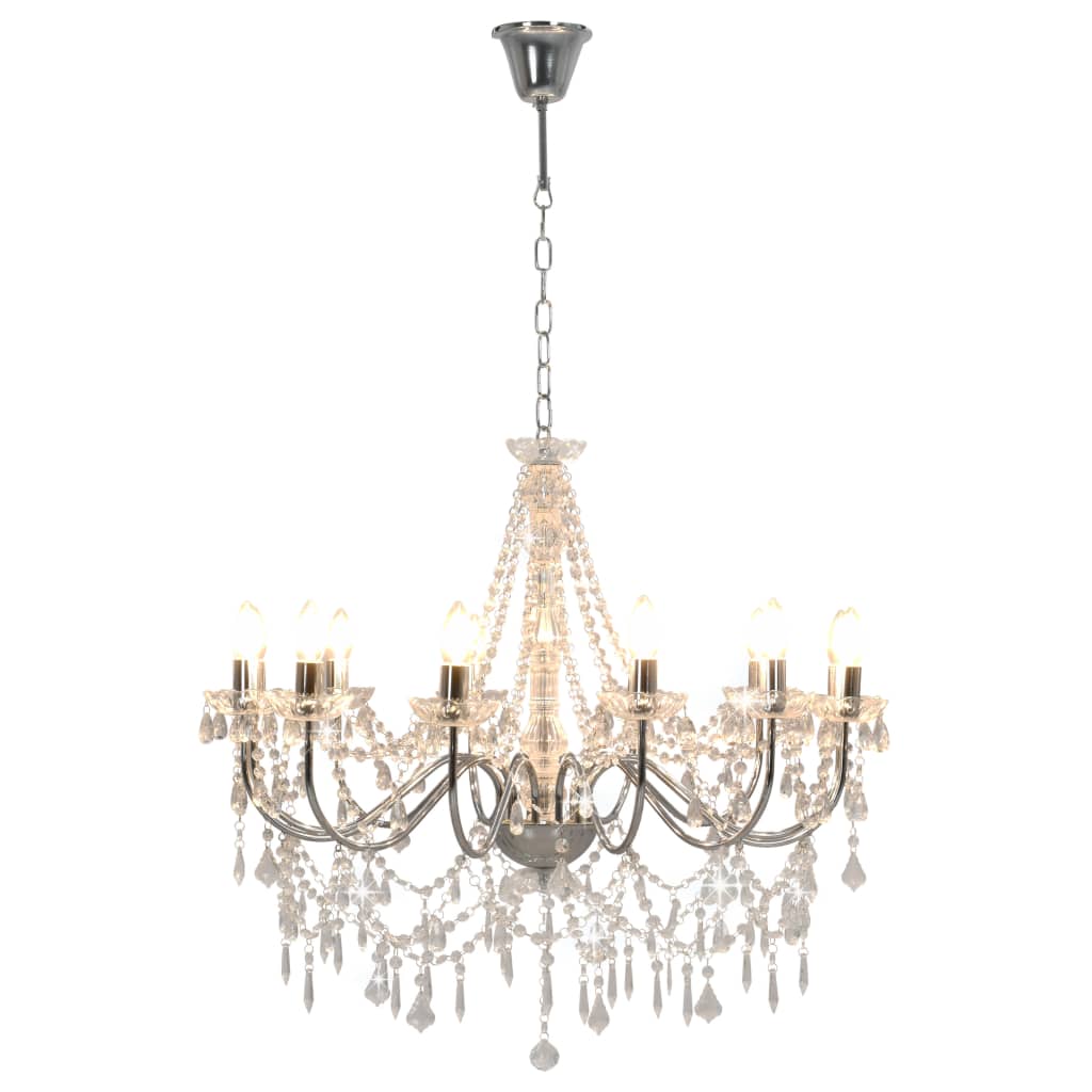 Chandelier Vidaxl avec perles 12xe14 Couleurs en argent