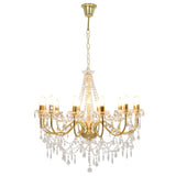 Vidaxl Chandelier with beads 12xe14 gold colored