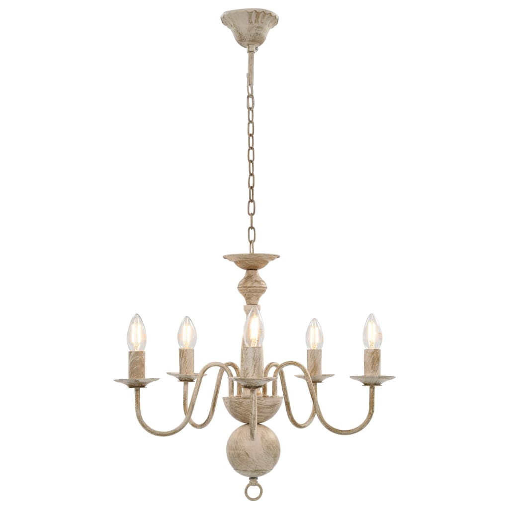 Vidaxl Chandelier 5xe14 Antique White