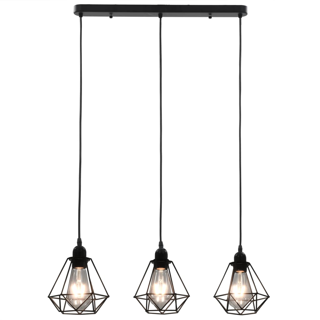 Vidaxl loftlampe med diamantformet 3xe27 sort