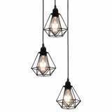 Vidaxl plafondlamp met diamantvorm 3xe27 zwart