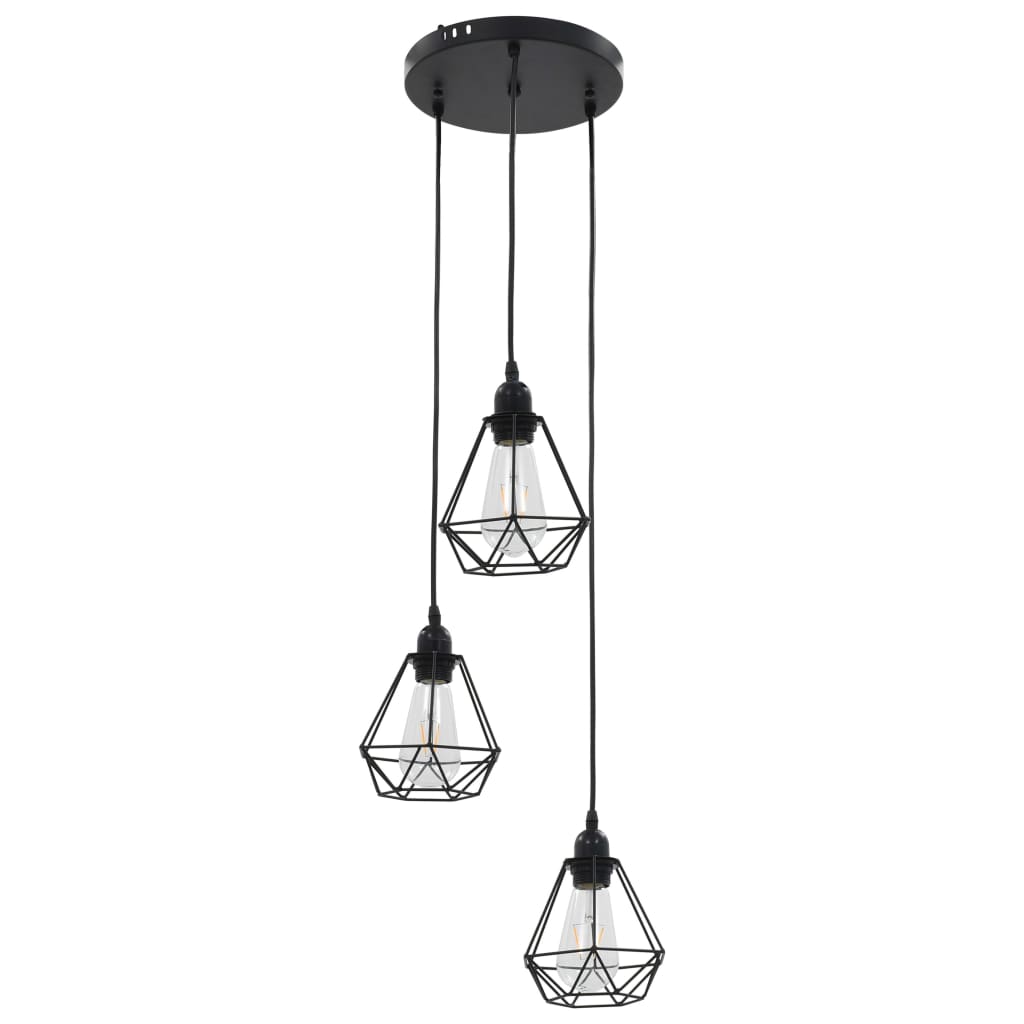 Lampa sufitowa vidaxl z diamentowym kształtem 3xe27 czarny