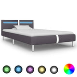 Vidaxl bedframe met led kunstleer grijs 90x200 cm